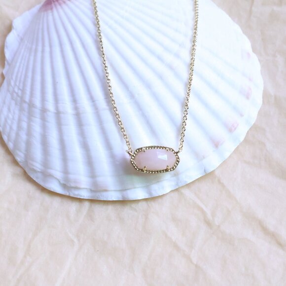 Kendra Scott Gold Elisa Rose Quartz Necklace - Picture 2 of 2